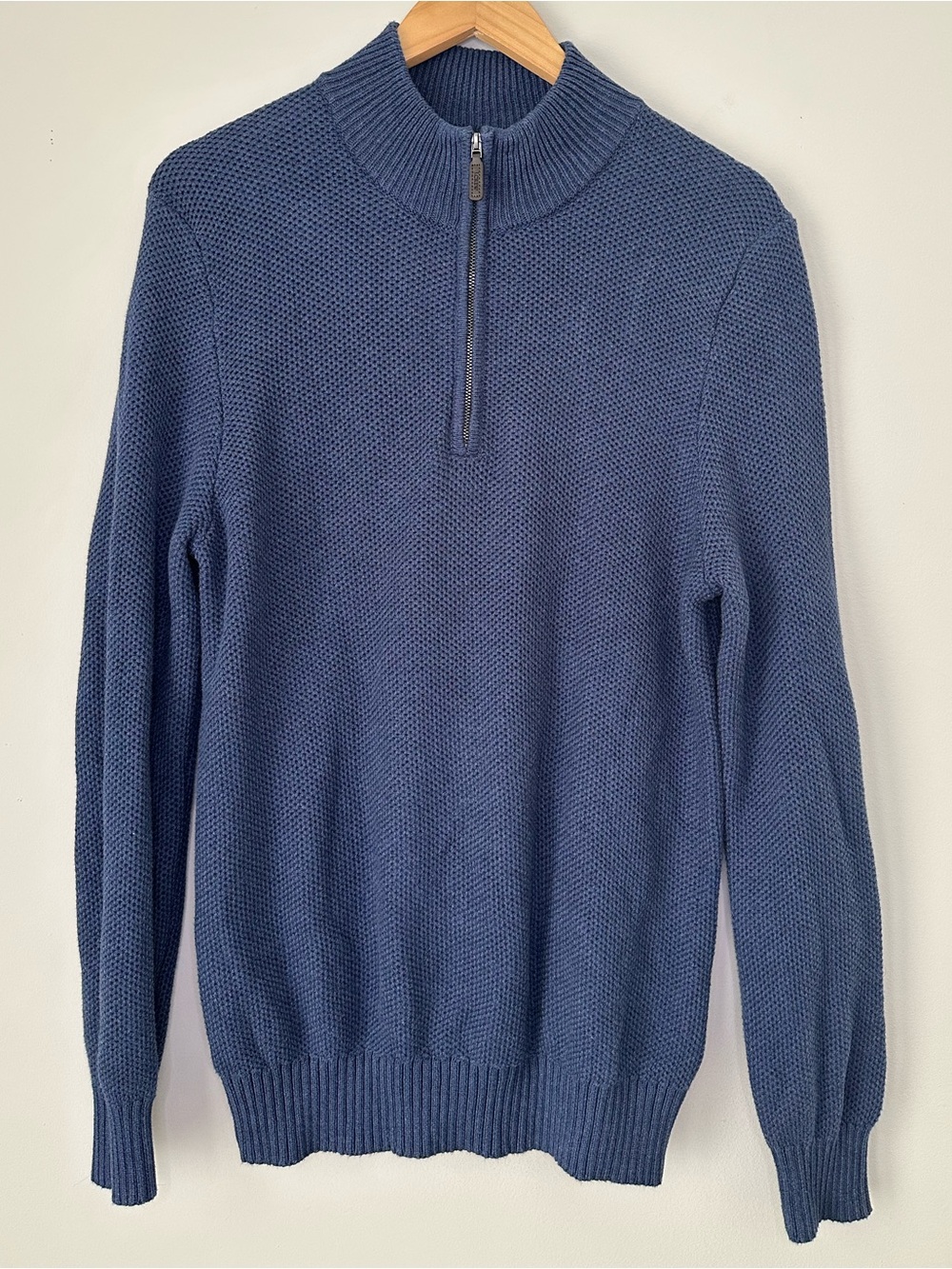 J. Crew Men's Blue Half-Zip Textured Sweater 100% Cotton
